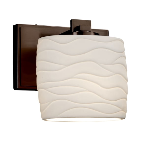 Justice Design Group Por-8447-30-Wave Limoges 1 Light 6-3/4" High Wall Sconce - Bronze