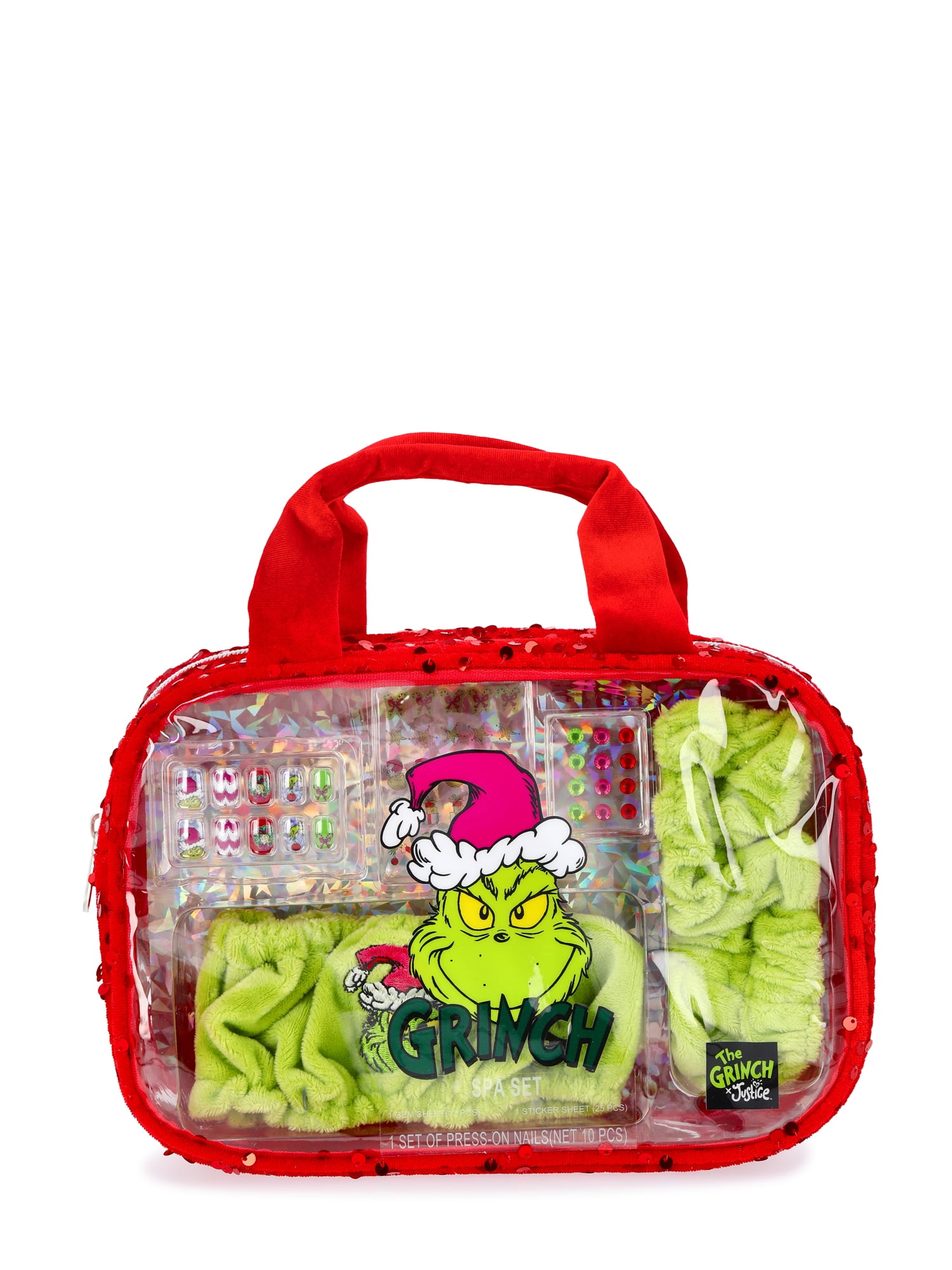 JUSTICE Dr. Seuss Girls Grinch Hair and Nail Self Care Kit, Red
