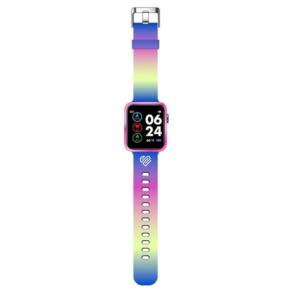 Justice Female Tween Smart Watch with Silicone Strap in Ombre Rainbow ...