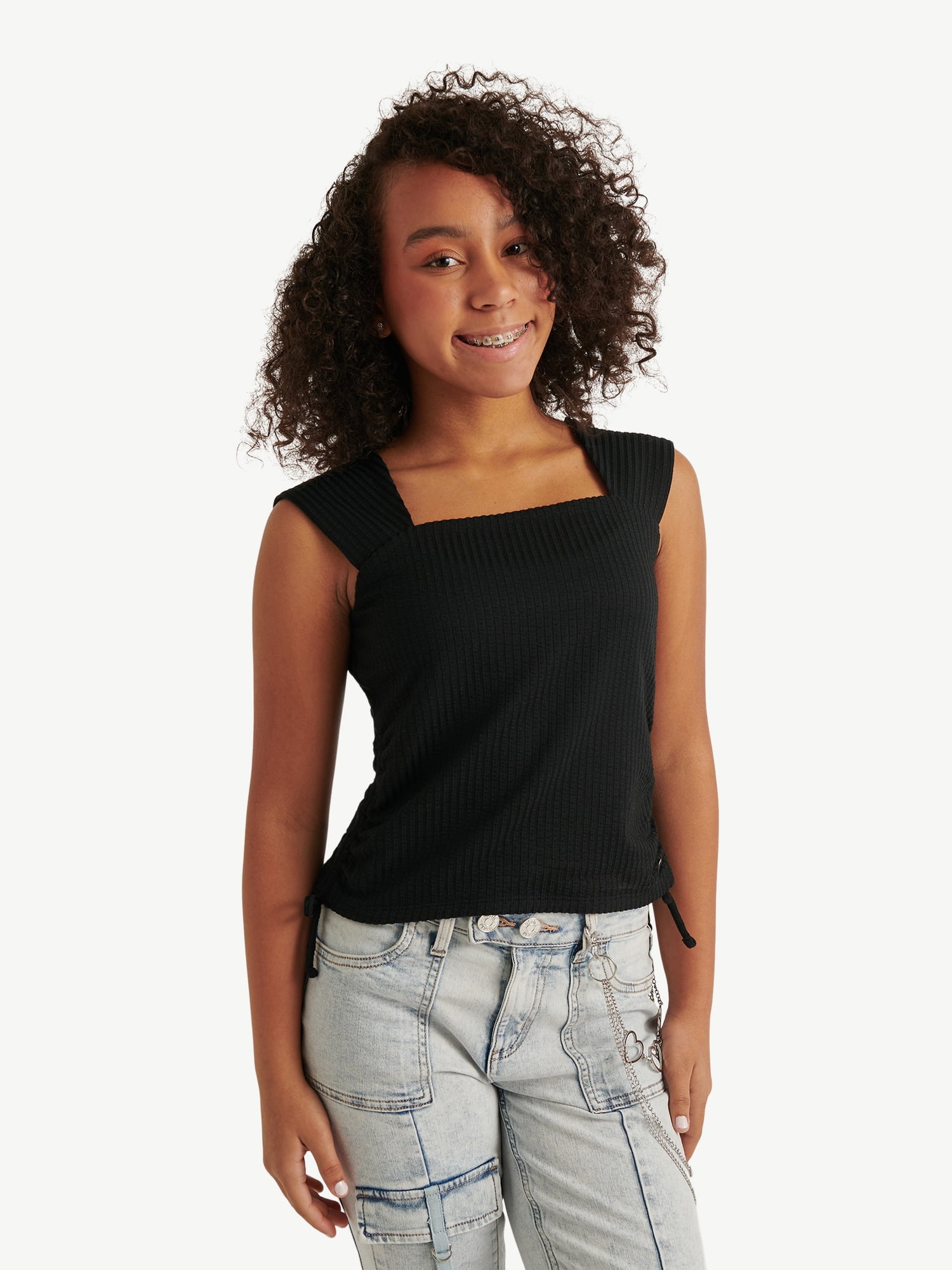 Justice Girl's Cap Sleeve Cinch Tee, Sizes XS - XLP