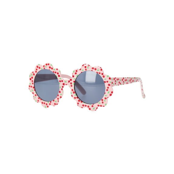 Justice Girl's Cherry Print Flower Frame Sunglasses, Pink