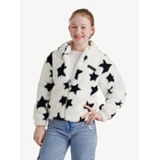 Gilet Bouffant Justice Pour Fille, Bleu Et Blanc à Carreaux, Taille 12 Avec Capuche Amovible
