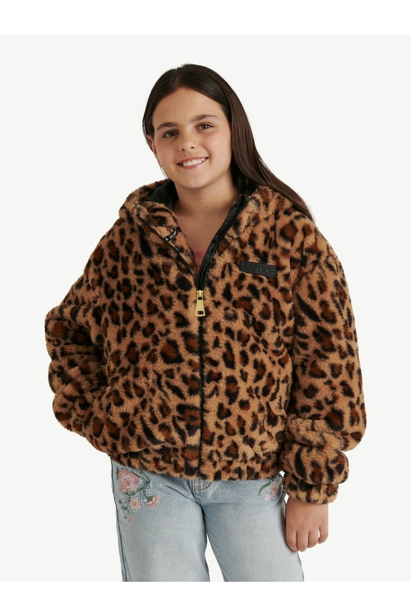 Girl's Faux Fur Hooded Jacket, Sizes XS - XL