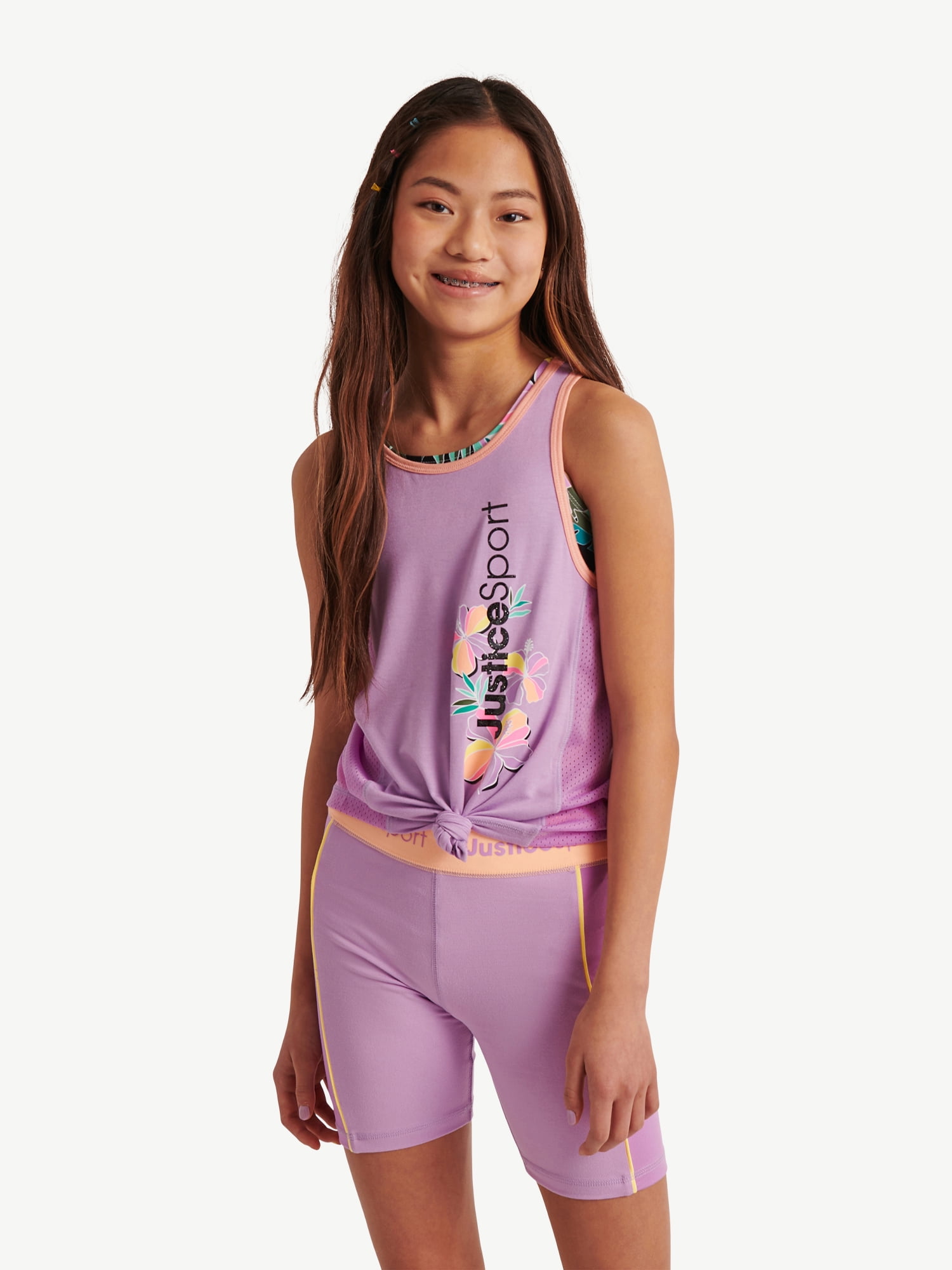 Justice Girl's J-Sport Active Tank Top - Tropical Mesh - Sizes XS