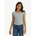 thumbnail image 1 of Justice Girl's Lace Trim Graphic Tee, Sizes XS - XLP, 1 of 7