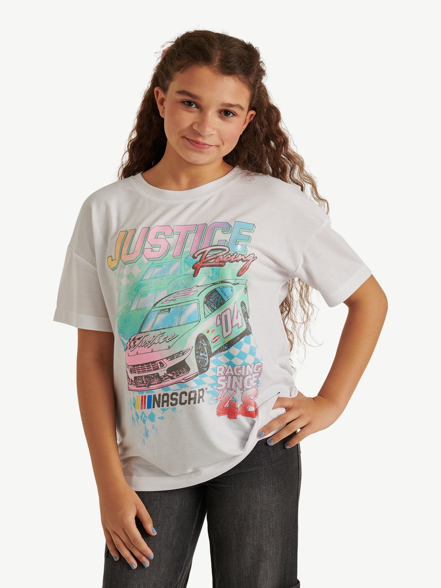 Justice NASCAR Collab Oversized Graphic Tee – Racing Style