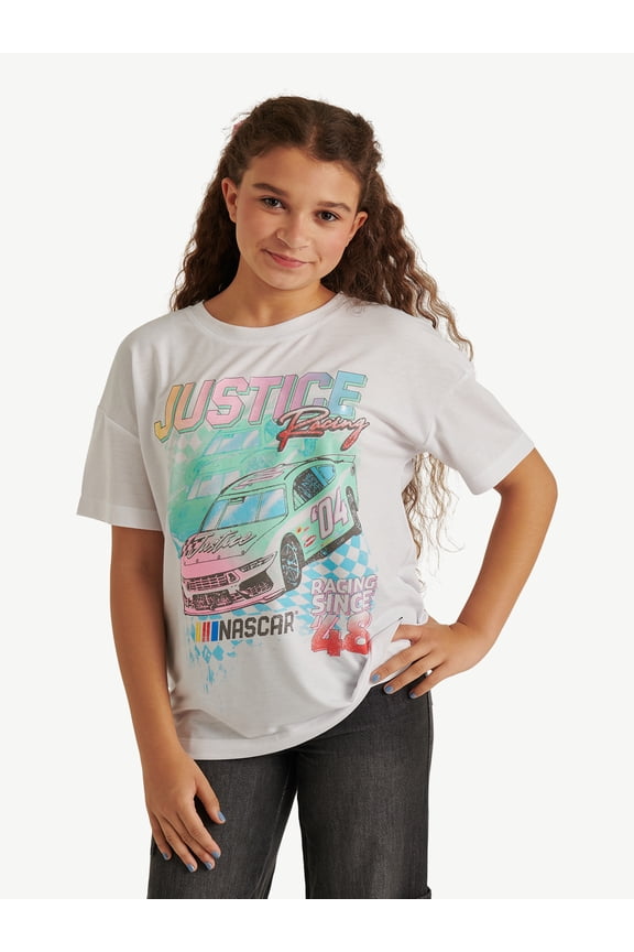Girl's NASCAR X Justice Collab Oversized Tee, Sizes XS - XLP