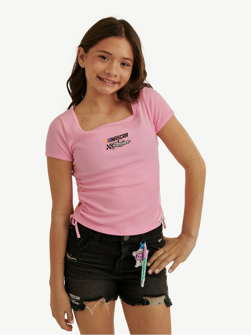 Justice Girl's NASCAR X Justice Collab Short Sleeve Tee, Sizes XS