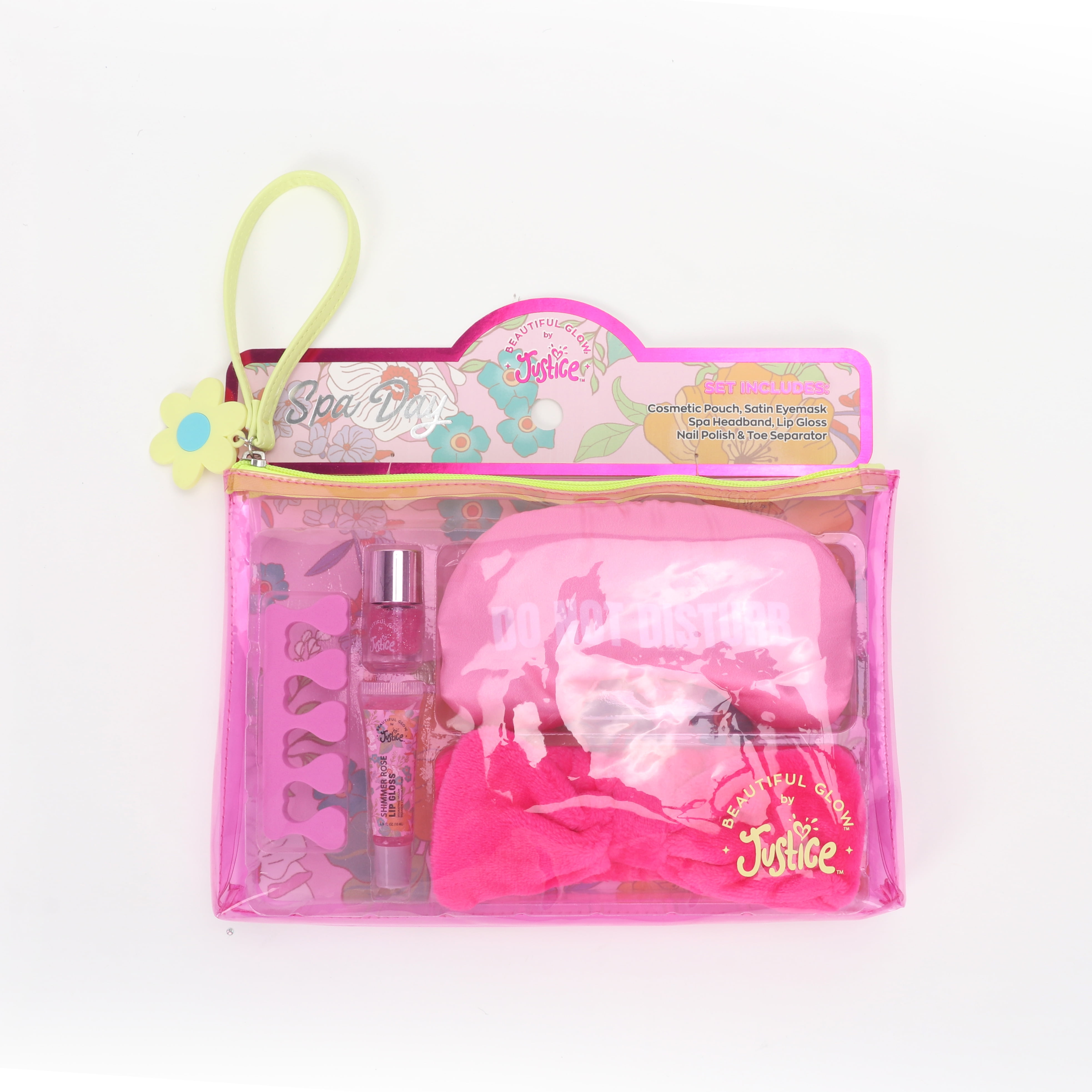 Justice Girl's Spa Day and Wristlet Pouch Set, 6-Piece Set, Pink