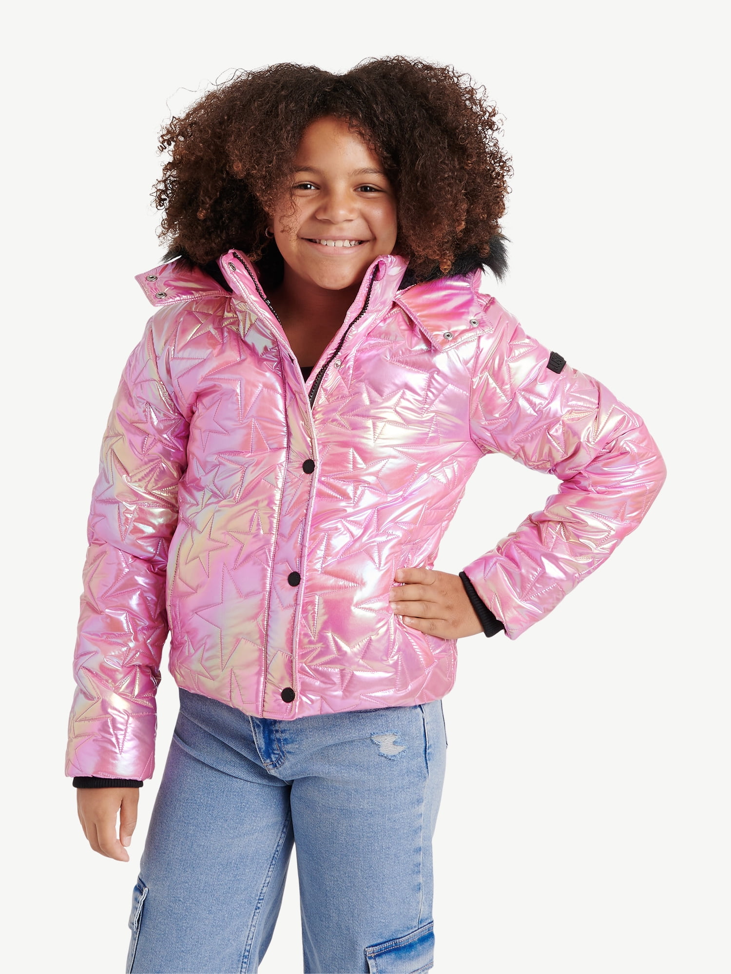 Justice Girl's Star Puffer Bomber, Sizes XS - XL - Walmart.com