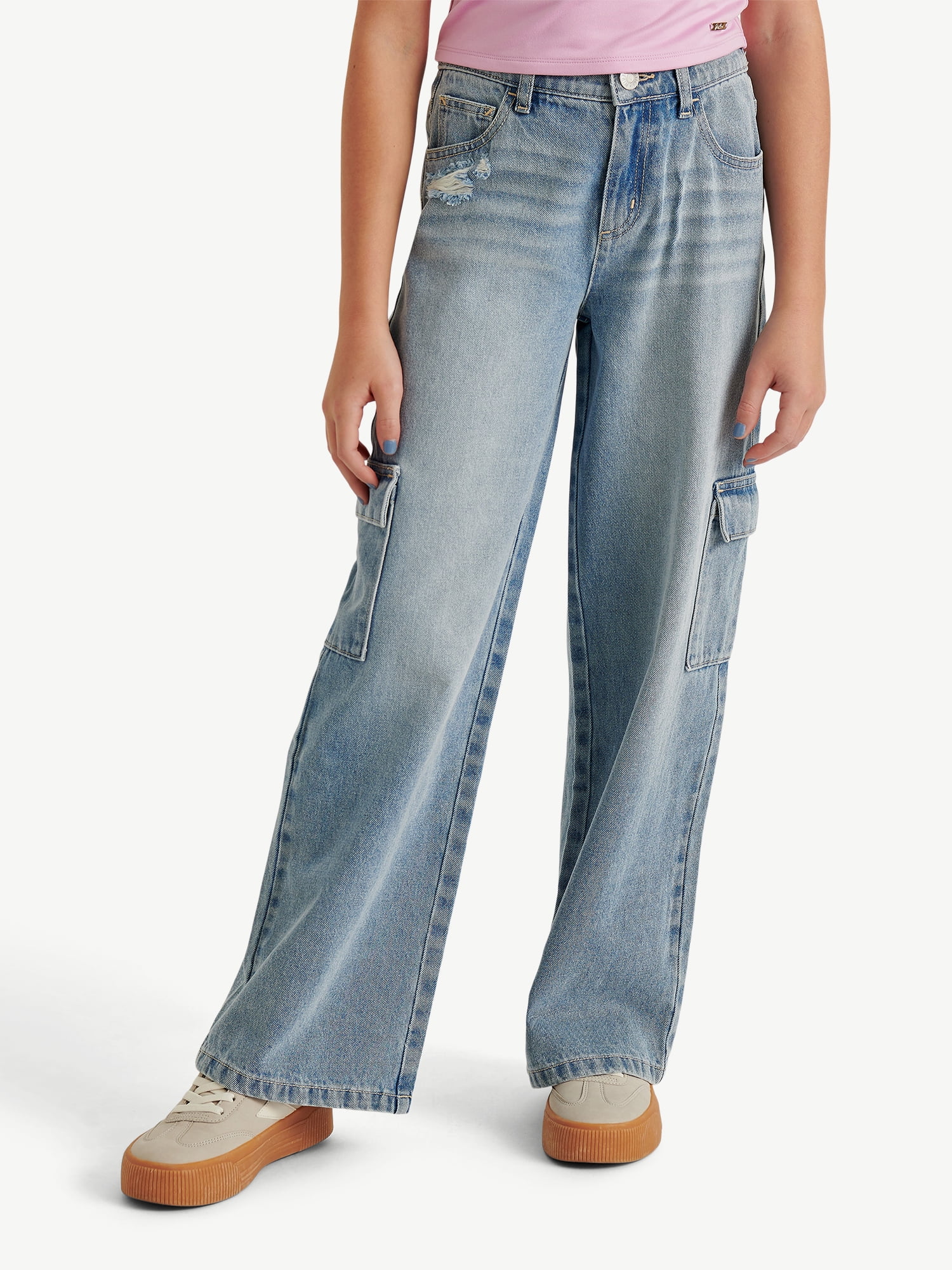 Justice Girls Wide Leg Cargo Jeans, Sizes 6-18, Slim & Plus