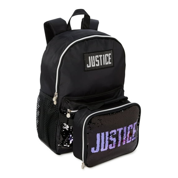 Justice Girls Sequins Pack 2-Piece Backpack Set Black