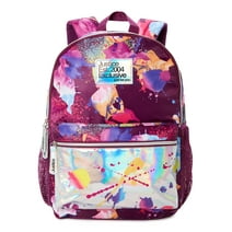 Justice Girls 17" Laptop Backpack Iridescent Purple Multi-Color Splatter