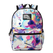 Justice Girls 17" Laptop Backpack Iridescent Silver Multi-Color Splatter