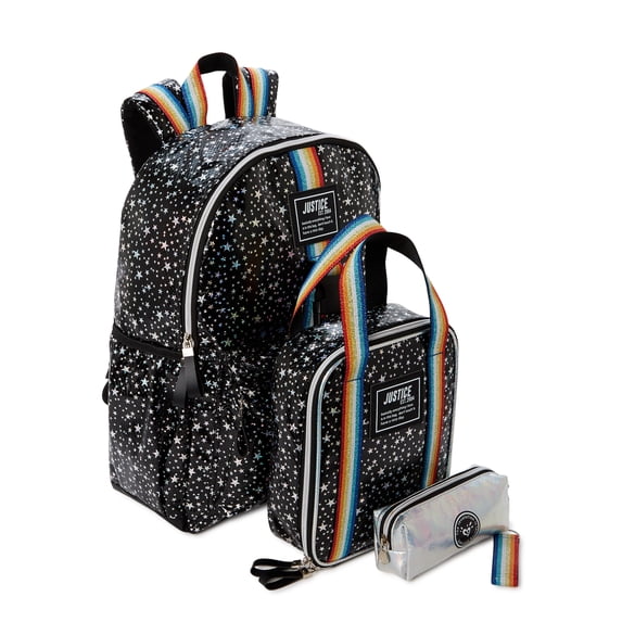 Justice Girls Stars 3-Piece Backpack Set Black