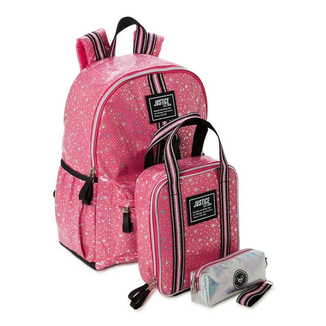 Justice Girls 17" Laptop Backpack, Lunch Tote and Pencil Case, 3Piece