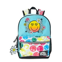 Justice Girls 17" Laptop Backpack Smiles Aqua Multi-Color