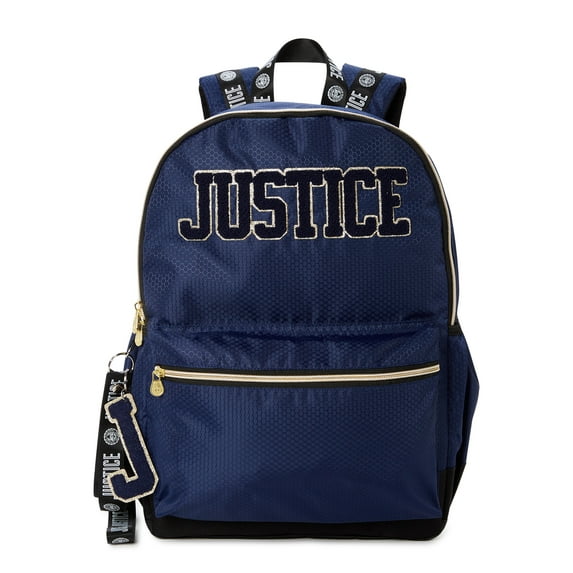 Justice Girls 17" Laptop Backpack with Lanyard Navy Blue Gold
