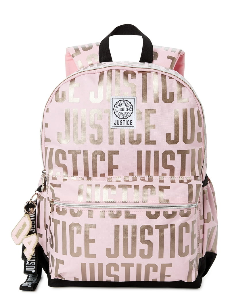 Justice Glitter Metallic Pink & Gold \'J\' Backpack Justice Girls main image 3