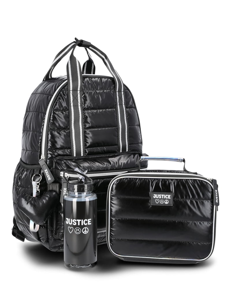 Black and White Backpack Set School Backpack Sets for Teen Girls Back to School Stripes  main image 4