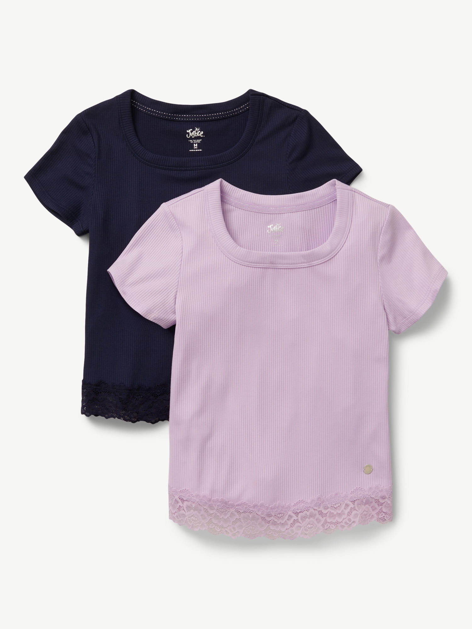 Haut Fille Justice Taille 14 - Sans Manches, Motifs Pailletés, Garniture Dentelle, Occasion Très Bon état