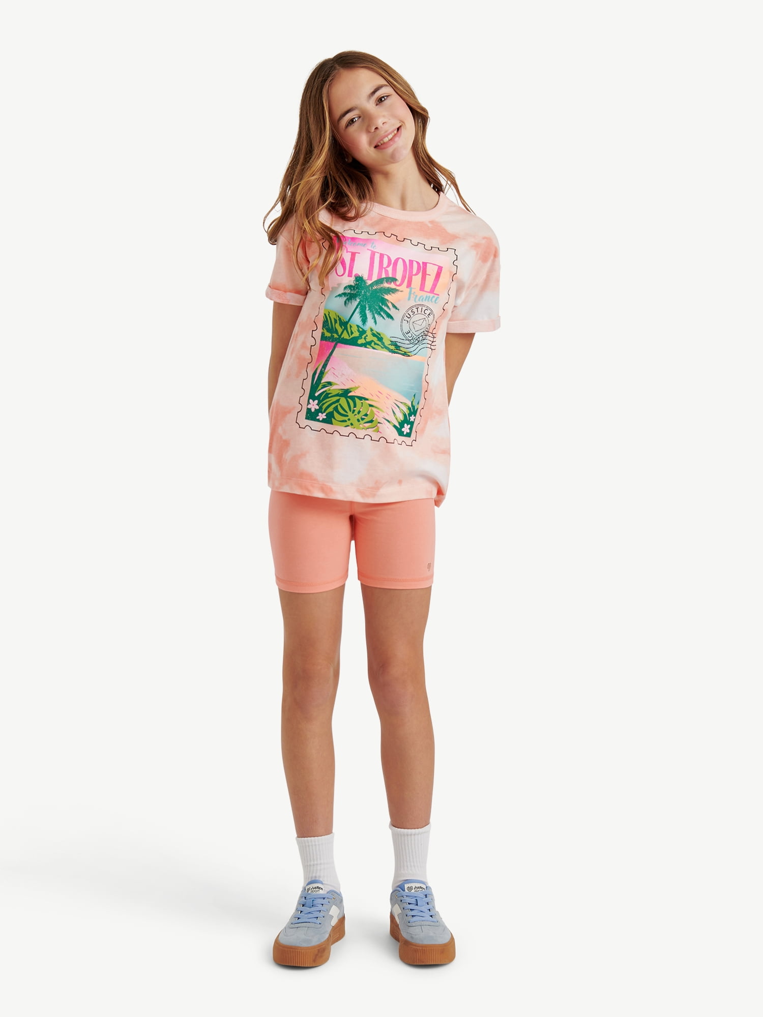 Justice Girls Tee & Bike Short Set, Sizes XS - XLP - Walmart.com