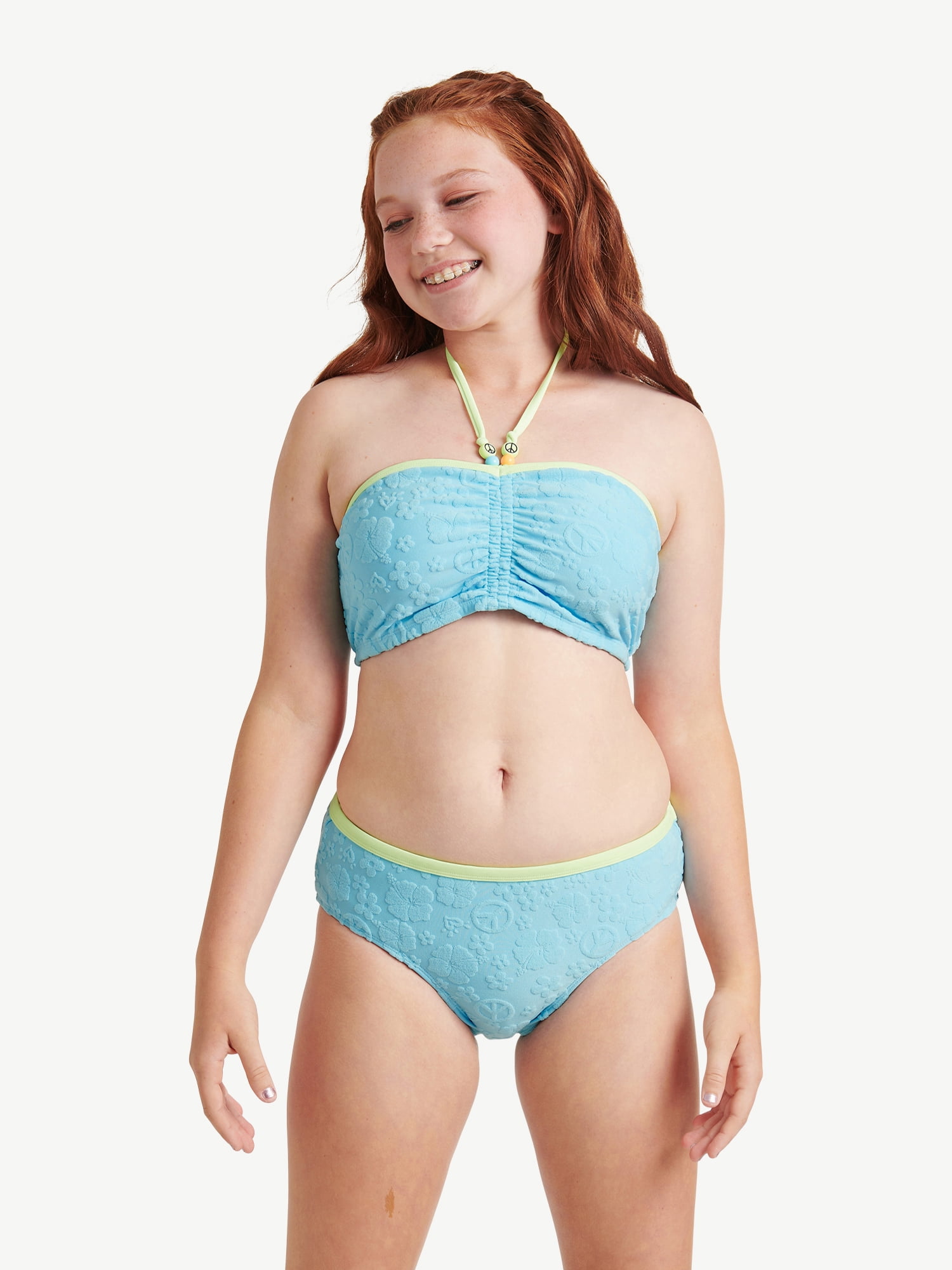 Justice Girls 2 Piece Halter Terry Bikini Swimsuit Sizes 5 18