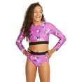 thumbnail image 1 of Justice Girls 2 Piece Long Sleeve Elastic Trim Floral Print Rash Guard Swimsuit, Sizes 5-18, 1 of 4