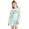 thumbnail image 1 of Justice Girls 2-Piece Long Sleeve Lounge Sweatshirt and Short Pajama Set, Sizes 5-18, 1 of 4