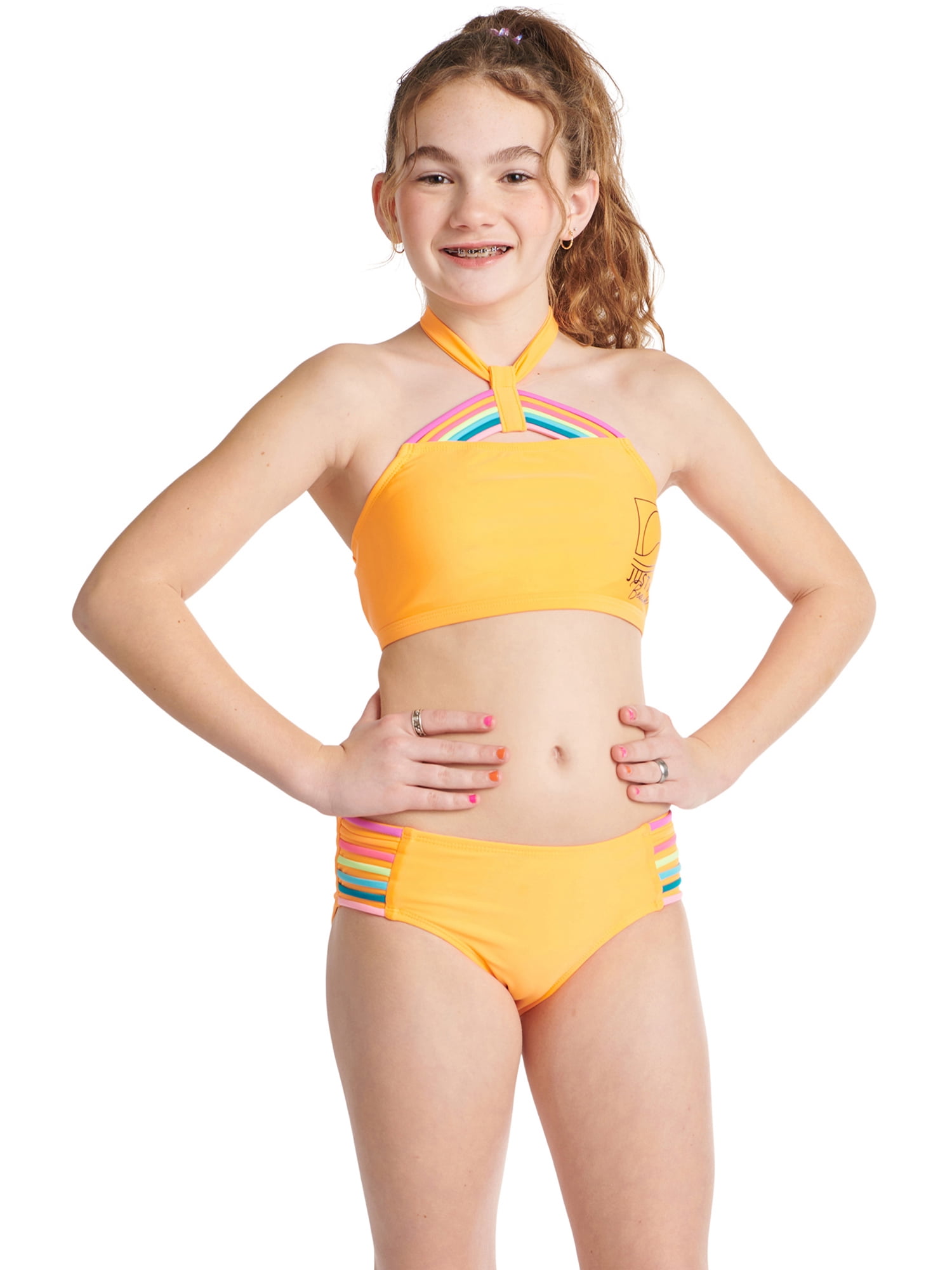 preteen swimsuit Justice Girls 2 Piece Rainbow Strap Halter Bikini Swimsuit, Sizes 5-18 -  Walmart Business Supplies