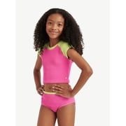 Justice Girls 2 Piece Short Sleeve Rashguard Swimsuit, Sizes XS-XL