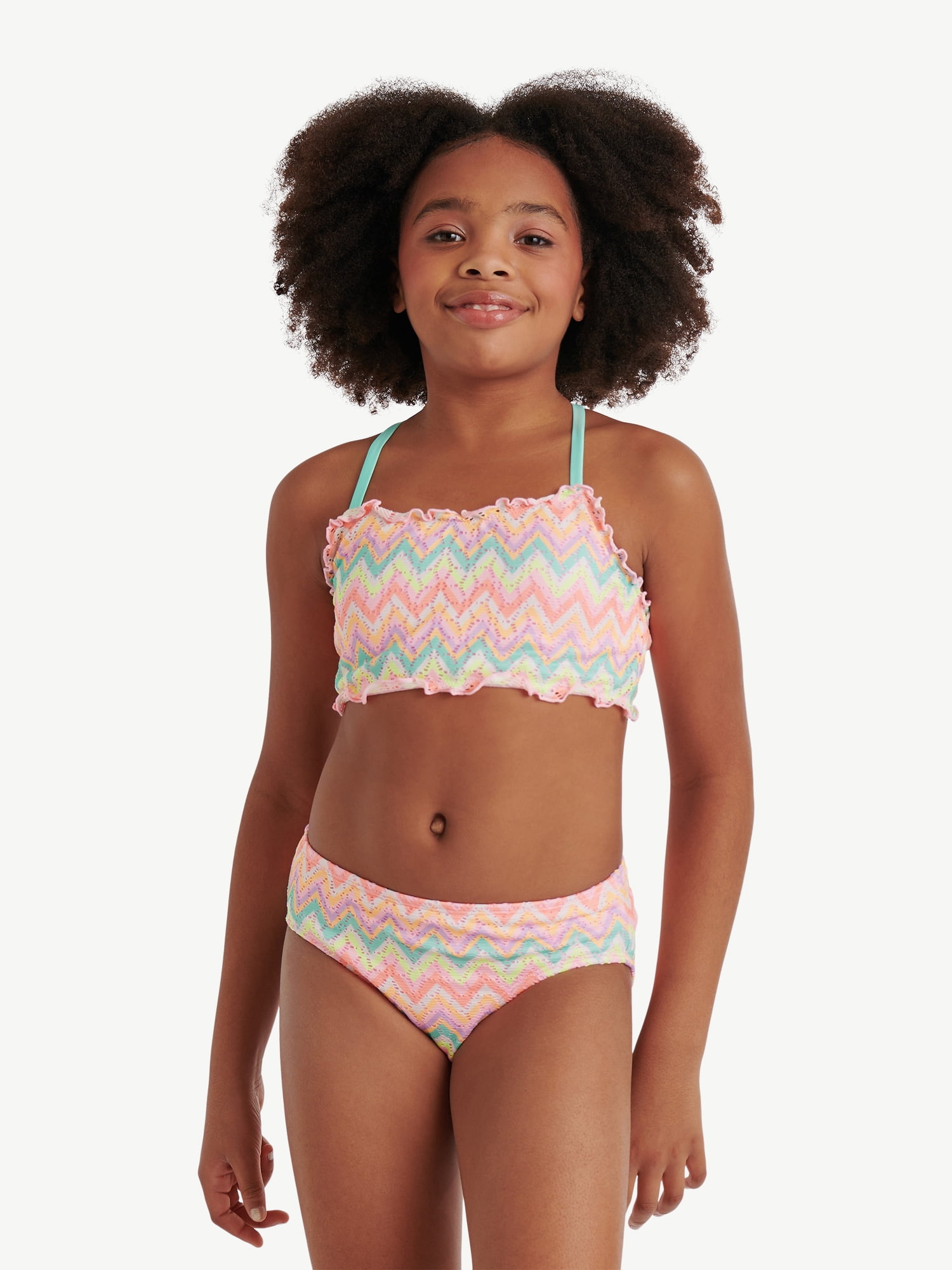 Justice Girls 2 piece Chevron Crochet Bikini Swimsuit, Sizes XS-XL
