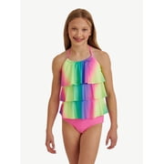Girls 2 piece Ruffle Halter Tankini Swimsuit, sizes XS-XL
