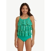 Girls 2 piece Ruffle Tankini Swimsuit, sizes XS-XL