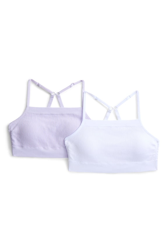 Girls 2X2 Seamless Rib Bra, 2-Pack, Sizes 28-38