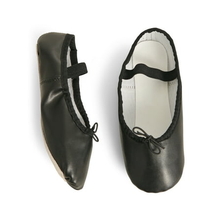 Justice Girls Ballet Shoes for Dance Class, Leather Sole with Adjustable Strap, Sizes 1-13