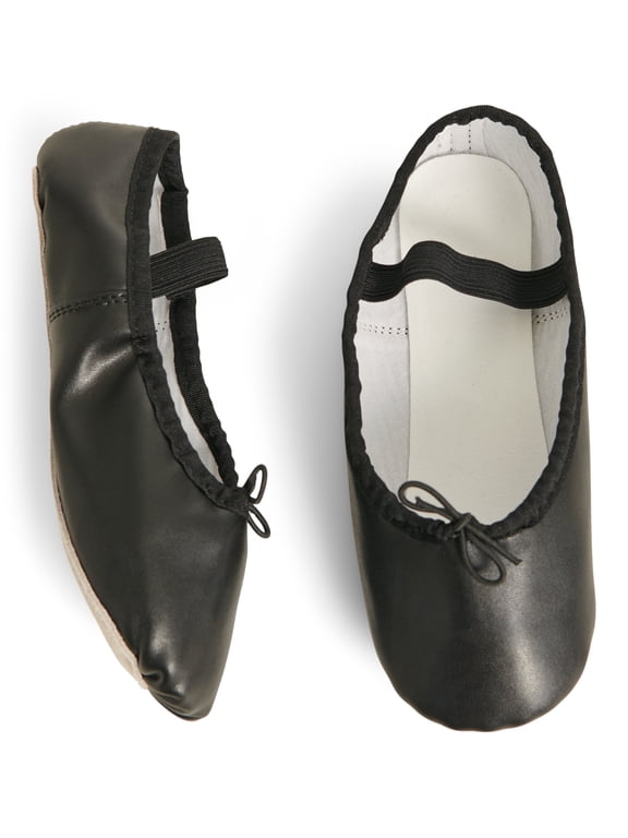 Girls Ballet Shoes for Dance Class, Leather Sole with Adjustable Strap, Sizes 1-13