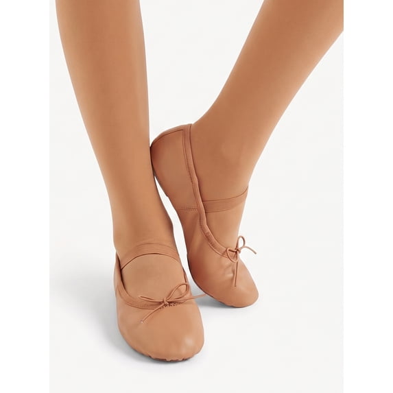 Justice Girls Ballet Shoes for Dance Class, Leather Sole with Adjustable Strap, Sizes 1-13