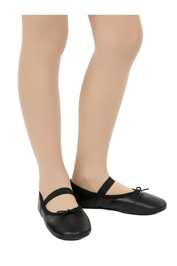 Girls Ballet Shoes for Dance Class, Leather Sole with Adjustable Strap, Sizes 1-13