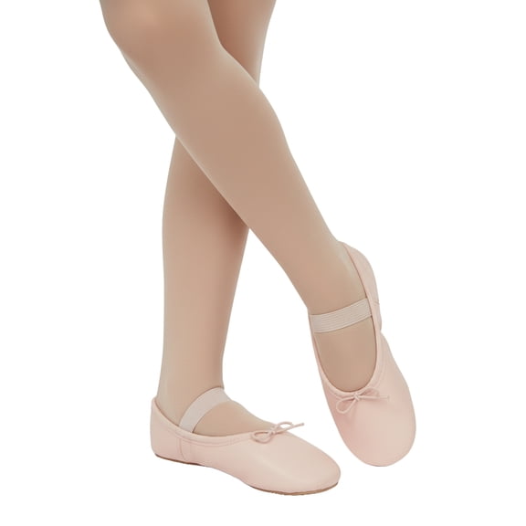 Justice Girls Ballet Shoes for Dance Class, Leather Sole with Adjustable Strap, Sizes 1-13