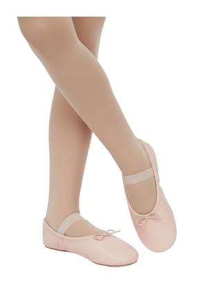 Girls Ballet Shoes for Dance Class, Leather Sole with Adjustable Strap, Sizes 1-13