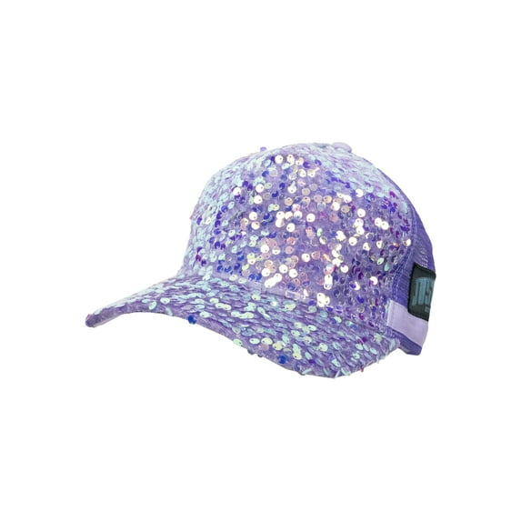 Justice Girl's Velvet Sequins Baseball Hat, Purple