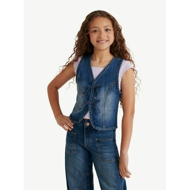 Justice Girls Bow Denim Vest, Sizes XS - XLP