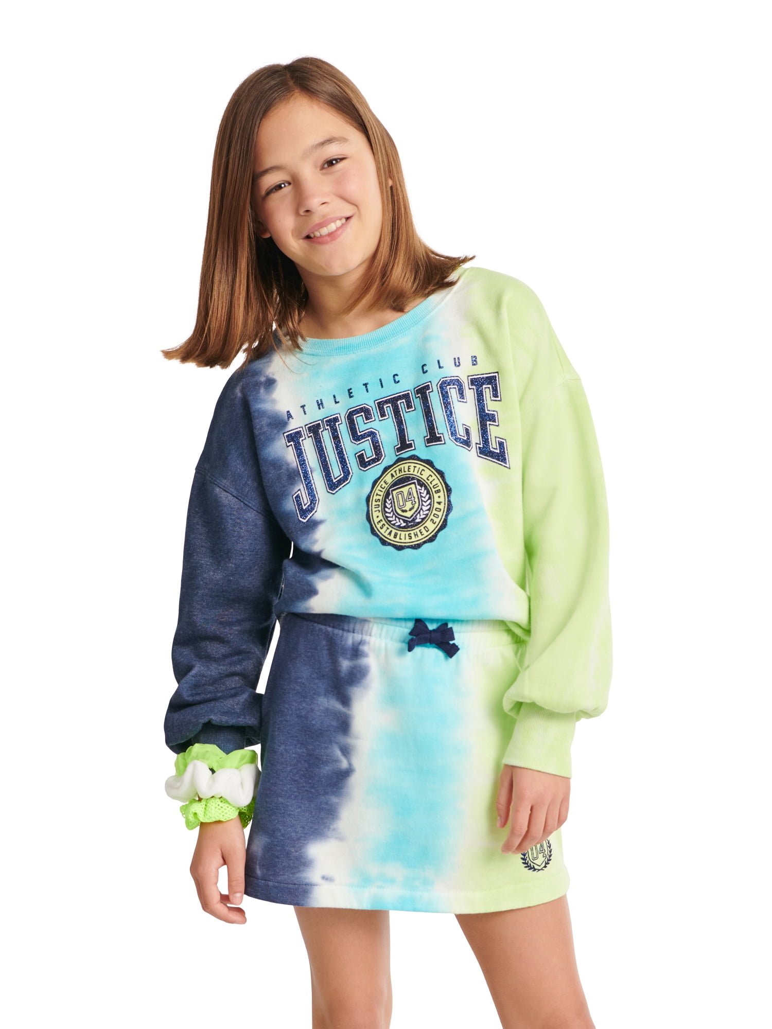 Justice Girls Branded Dye Effect Long Sleeve Sweatshirt, Sizes XSXLP