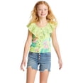 thumbnail image 1 of Justice Girls Button Front Ruffle Neckline Tank, Sizes XS(5/6)-XL Plus(16/18 Plus), 1 of 4