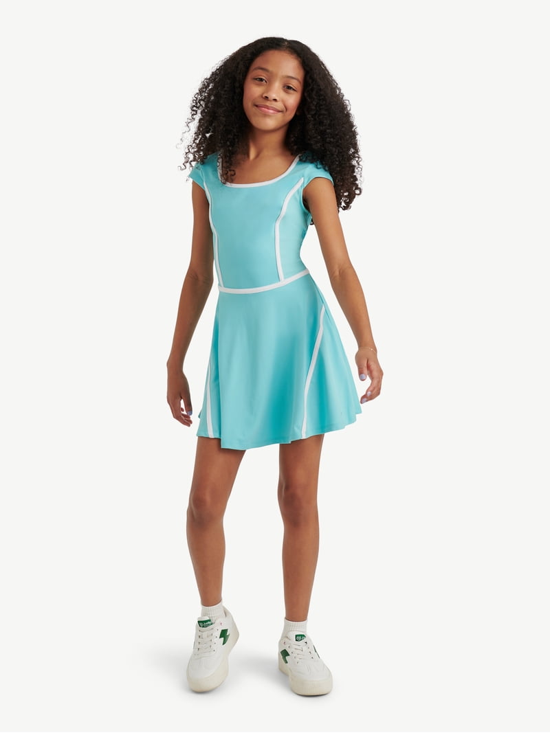 justice blue dress Justice Girl's Cap Sleeve Active Dress, Sizes XS