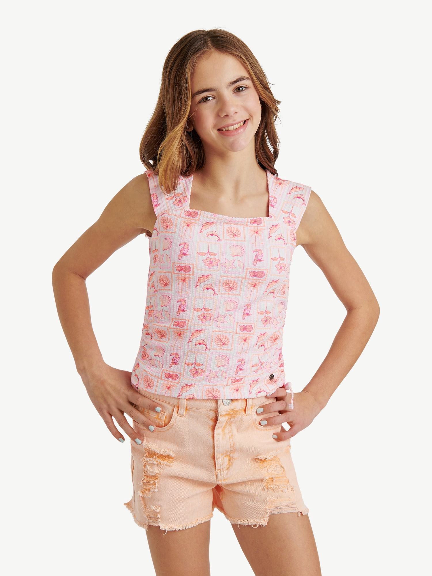 Justice Girls Cap Sleeve Cinch Tee, Sizes XS - XLP