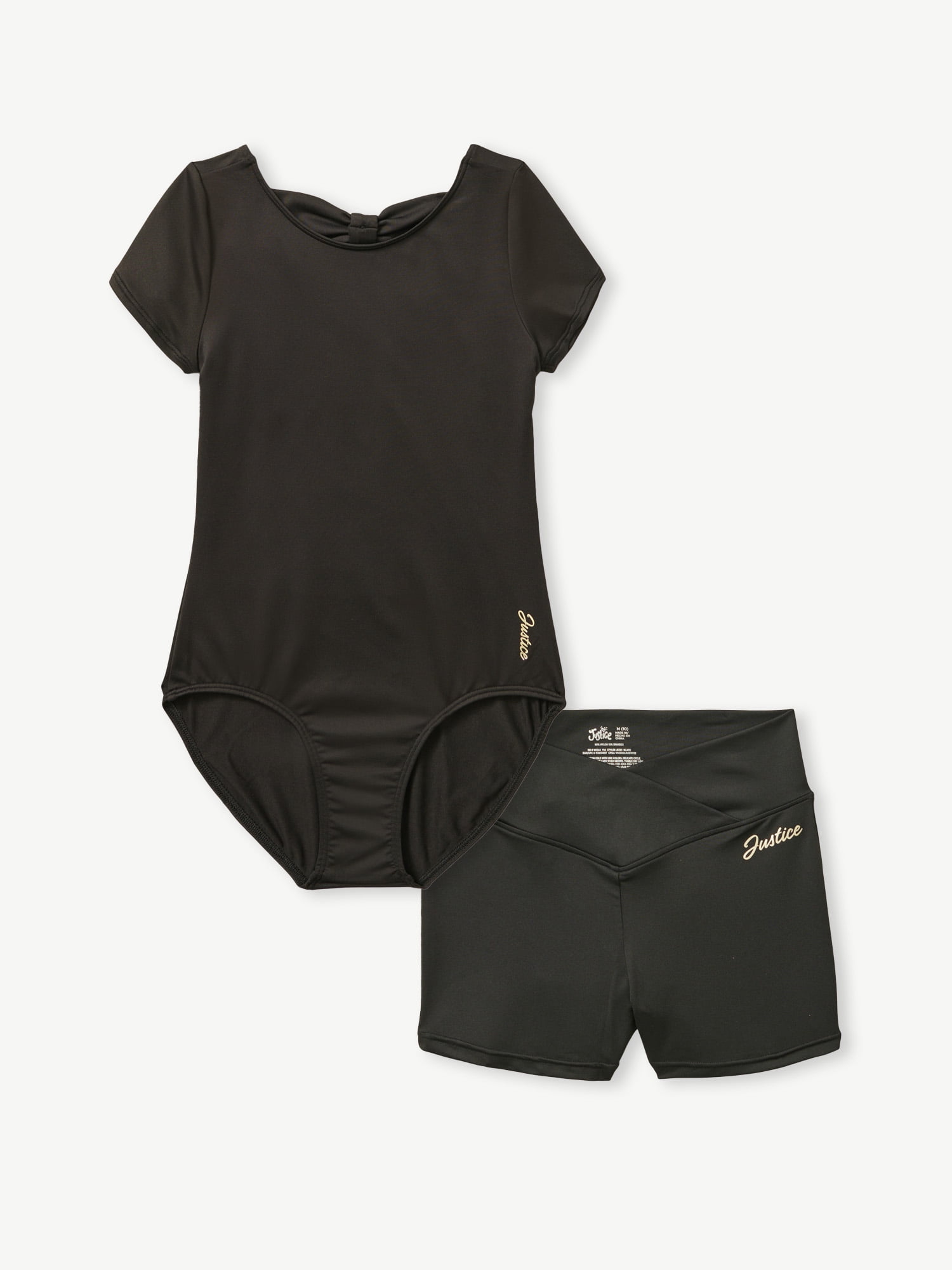 Justice Girls Cap Sleeve Leotard and Dance Short, Sizes XS-XL