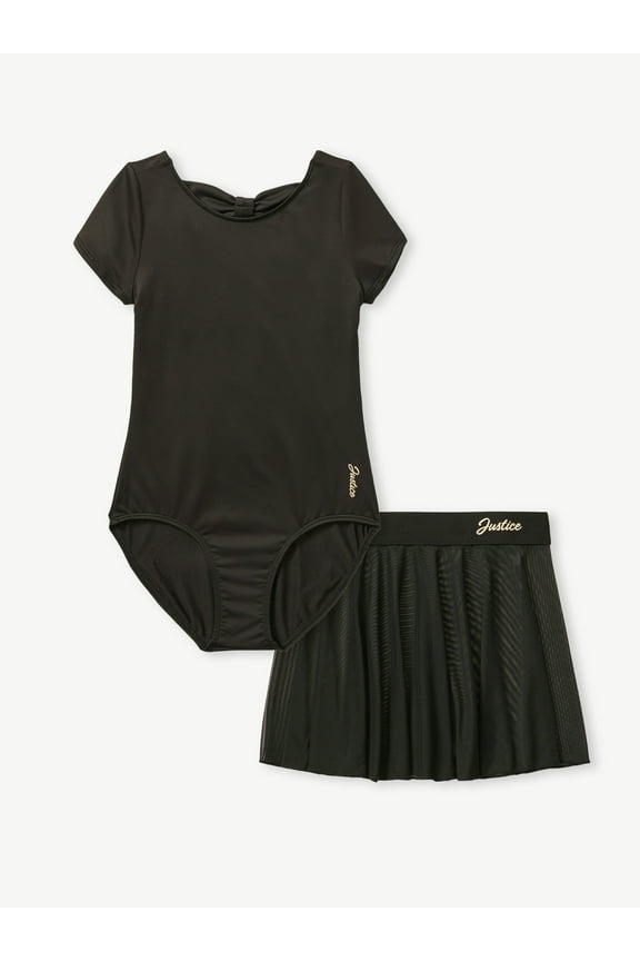 Girls Cap Sleeve Leotard and Dance Skirt, Sizes XS-XL