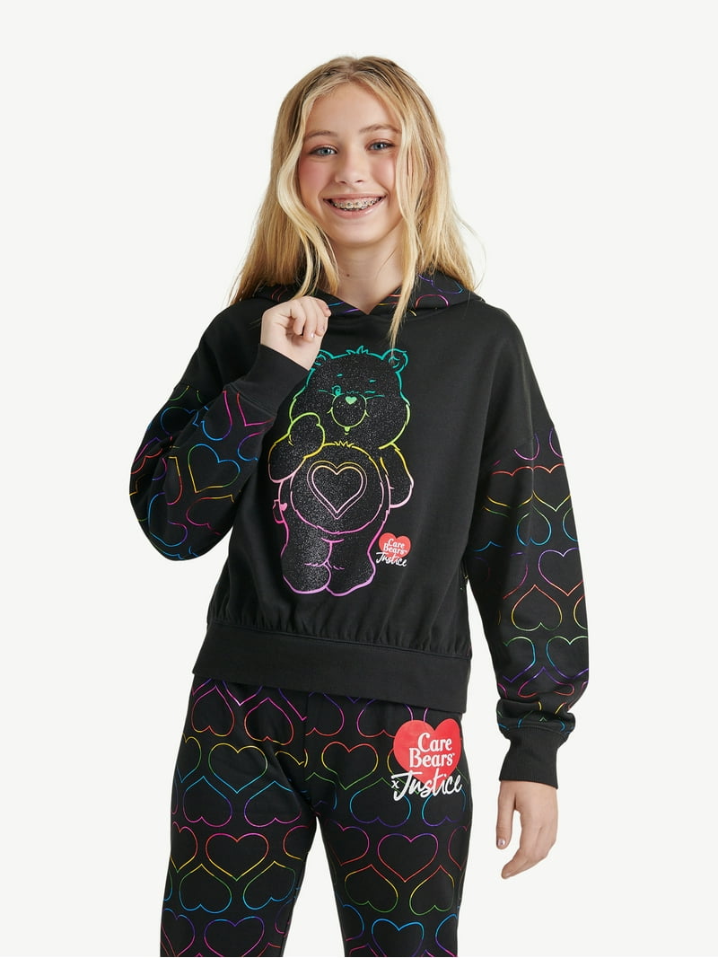 Justice Girls Care Bears Graphic Foil Heart Hoodie, Sizes XS-XL
